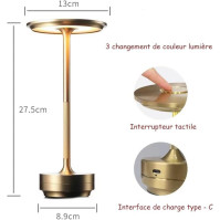 Akumulátorová kovová stolní lampa ve tvaru písmene I, dobíjecí, vodotěsná, dotykové ovládání, dekorativní LED osvětlení pro rest