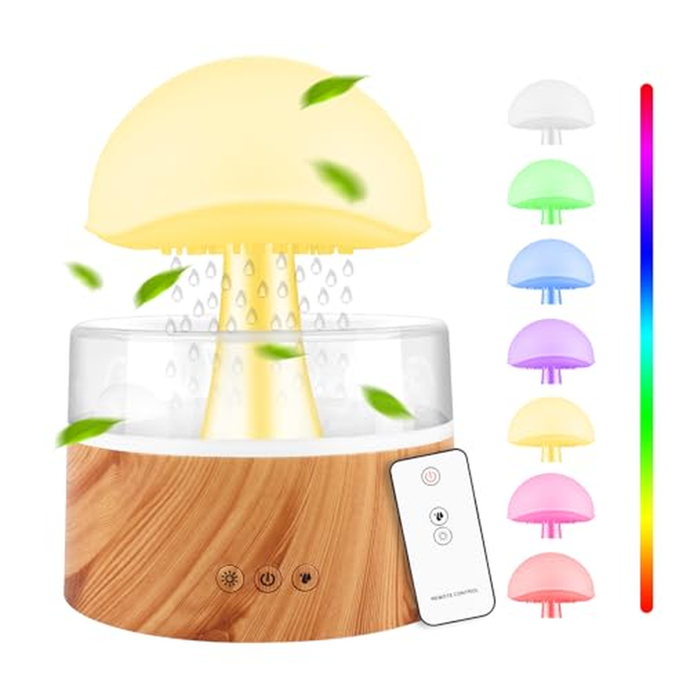 Glovios 3 v 1 zvlhčovač vzduchu 500 ML Rain Cloud Humidifier Rain Sounds Aroma difuzér Dešťová lampa Esenciální olejový difuzér 