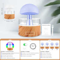 Glovios 3 v 1 zvlhčovač vzduchu 500 ML Rain Cloud Humidifier Rain Sounds Aroma difuzér Dešťová lampa Esenciální olejový difuzér 