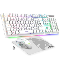 Empire Gaming - Armor RF800 Bezdrátová dobíjecí klávesnice QWERTY(anglické rozložení) pro hráče - RGB bezdrátová 2,4Ghz klávesni