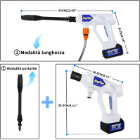 Tlaková myčka na baterie, 21V přenosná elektrická tlaková myčka, 45 barů/653 PSI, s 5metrovou hadicí a 1* 3000mAh baterií, použí
