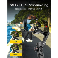 AOCHUAN Phone Gimbal Stabilizer 3-Axis Smartphone Foldable Gimbal for iPhone Gimble with Focus Wheel TikTok YouTube Vlog Stabili