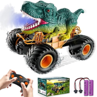 Dětské auto na dálkové ovládání Monster Dinosaur Truck Toy od 3 4 5 6 7 8+ let, 2,4 GHz RC Car Toy se světlem, zvukem, sprejem, 