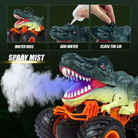 Dětské auto na dálkové ovládání Monster Dinosaur Truck Toy od 3 4 5 6 7 8+ let, 2,4 GHz RC Car Toy se světlem, zvukem, sprejem, 