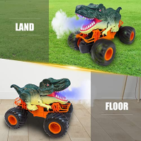 Dětské auto na dálkové ovládání Monster Dinosaur Truck Toy od 3 4 5 6 7 8+ let, 2,4 GHz RC Car Toy se světlem, zvukem, sprejem, 