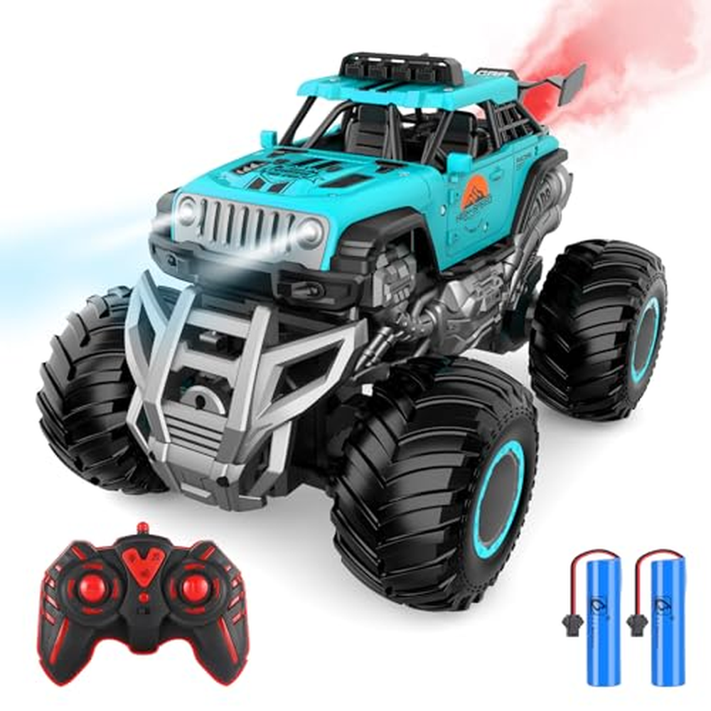 iBlivers Monster Truck na dálkové ovládání, 2,4GHz terénní RC auta, Monster Car na dálkové ovládání se 2 bateriemi, stříkací RC 