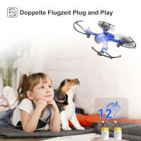 Wipkviey T16 Mini Drone pro děti, RC kvadrokoptéra pro začátečníky se 2 bateriemi, se světly, držením výšky, 3D flipem, snadné l