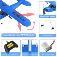 Henakmsl RC letadlo, 2 CH dálkově ovládané letadlo 2,4 GHz RC letadlo rtf pro začátečníky, děti a dospělé, hračka letadlo s USB 