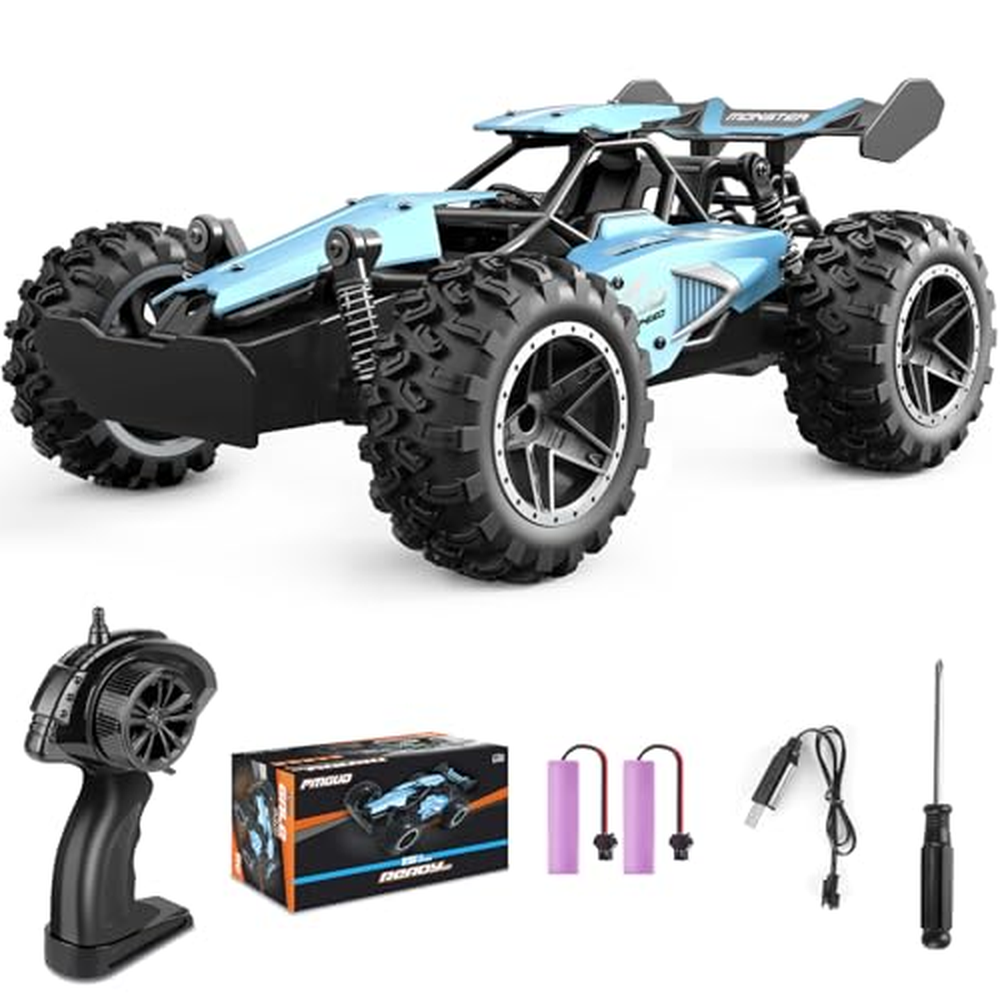 Pmgud Auto na dálkové ovládání, 2,4 GHz 1:18 Proporcionální 2WD 20+ km/h Hobby Offroad Monster RC Truck, vodotěsný RC Truggy RTR