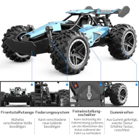 Pmgud Auto na dálkové ovládání, 2,4 GHz 1:18 Proporcionální 2WD 20+ km/h Hobby Offroad Monster RC Truck, vodotěsný RC Truggy RTR