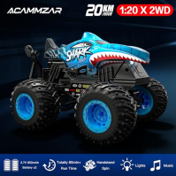 ACAMMZAR RC auto, Monster Truck na rádiové ovládání, 2,4GHz 20+km/h RC kaskadérské auto, Crawler Trucks s LED světlem a hudbou, 