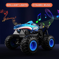 ACAMMZAR RC auto, Monster Truck na rádiové ovládání, 2,4GHz 20+km/h RC kaskadérské auto, Crawler Trucks s LED světlem a hudbou, 