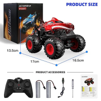 ACAMMZAR RC auto, Monster Truck na rádiové ovládání, 2,4GHz 20+km/h RC kaskadérské auto, Crawler Trucks s LED světlem a hudbou, 