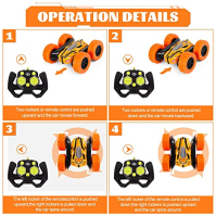 Vubkkty Auta na dálkové ovládání pro chlapce 6 7 8 9 10 let, 4WD RC kaskadérská auta Hračky 360°Flips Oboustranná otočná vozidla