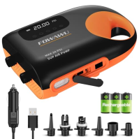 FOWAWU 20PSI Sup Pump Electric s 3 * 7800mAh baterií, 12V DC Active Cooling System Inteligentní dvoustupňové nafukování Auto-Off