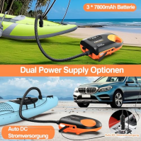 FOWAWU 20PSI Sup Pump Electric s 3 * 7800mAh baterií, 12V DC Active Cooling System Inteligentní dvoustupňové nafukování Auto-Off