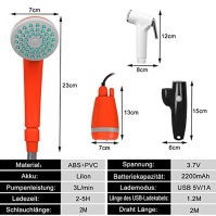 YRHome kempingová sprcha s dobíjecí baterií kempingová sprcha venkovní sprcha 2m sprchová hadice psí sprcha vodní čerpadlo s ruč