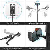 LIUGAST Stojan na stativ pro iPad, 63palcový podlahový stojan na tablet s husím krkem, podlahový stojan na iPad s 360° otočným d