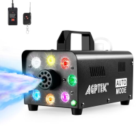 AGPtEK Mlhový stroj s bezdrátovým dálkovým ovládáním a barevným LED světlem, 500 W, stabilní a přenosný, vhodný pro Halloween, V