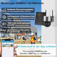 GENBOLT 4G LTE Solární bezpečnostní kamera Venkovní bezdrátová, 6W 10500mAh baterie dohledová kamera bez WiFi, PTZ IP kamerový s