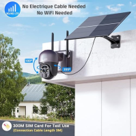 Xega 4G LTE Cellular Security Camera Solar With SIM Card, venkovní bezdrátová bezpečnostní kamera bez WiFi, 2K HD PTZ noční vidě