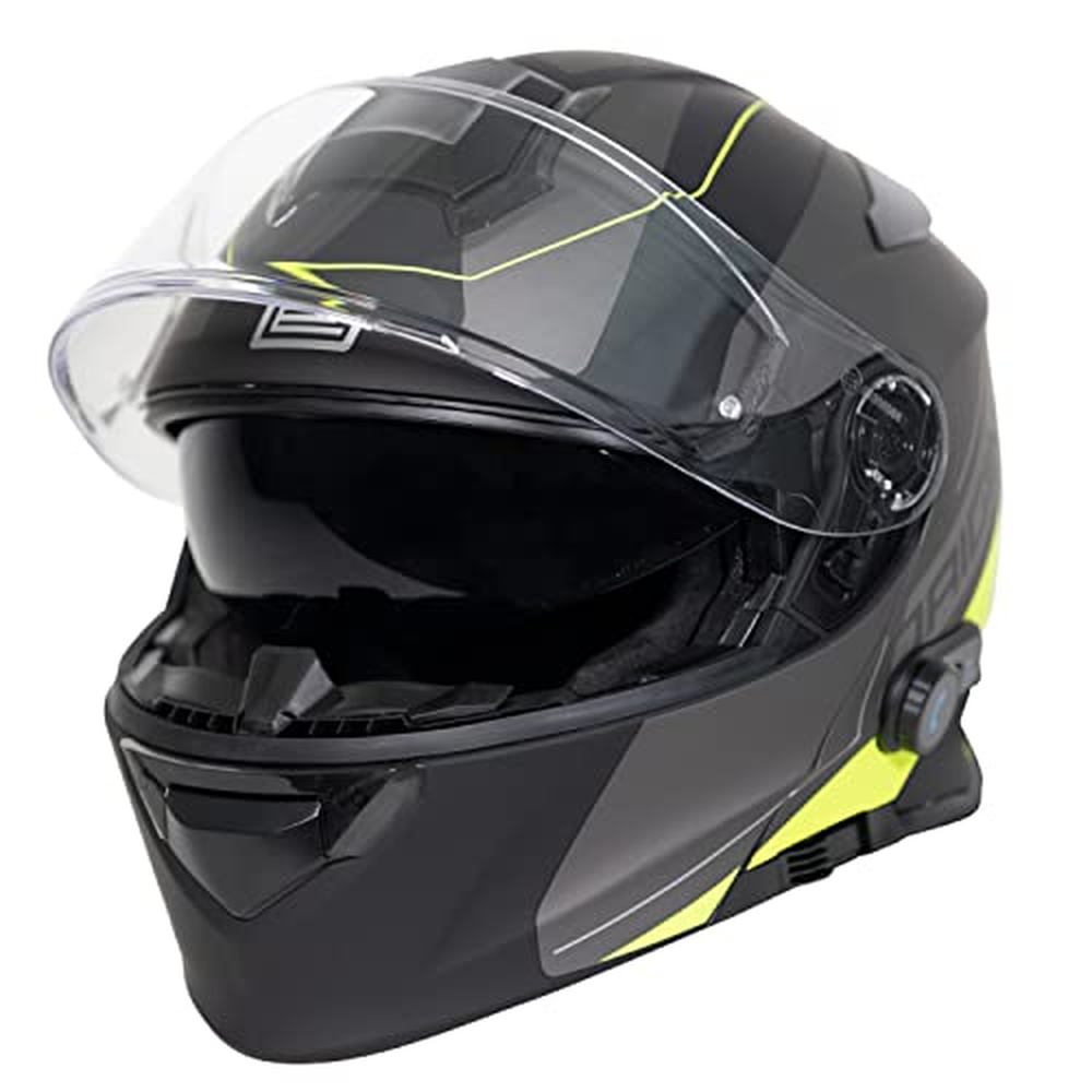 ORIGINE Motocyklová přilba Bluetooth Skládací přilba ECE s dvojitým hledím (Spike Fluo Yellow Black, L)