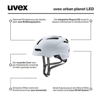 uvex urban planet LED - udržitelná cyklistická přilba pro muže a ženy - včetně LED světla - z recyklovaného materiálu - matný mr