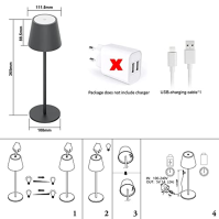 Klighten Balení 2 stmívatelných LED stolních lamp na baterie, bezdrátové, dobíjecí, teplá barva světla, 3000 K Stolní lampa pro 