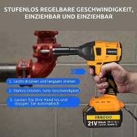 Akumulátorový rázový utahovák Conentool 460 N.m, 21V rázový utahovák s baterií 4000 mAh, 1/2" akumulátorový rázový utahovák s LE