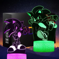 Thcohee 3D Anime noční světlo 2 vzory Anime Led Illusion Lamp s 16 měnícími se barvami, vhodné pro dětský pokoj Domácí dekorace 