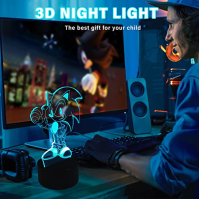 Noční světlo Sonic The Hedgehog pro děti, 3D iluze lampy s 16 barvami a dálkovým ovládáním Sonic Lights, Sonic Toys Decor Room, 