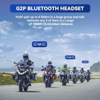 LEXIN Motocyklový interkom Bluetooth Headset, G2P Helmet Intercom 2pack, 6-Way 1000M Universal Motorcycle Communication Systems 