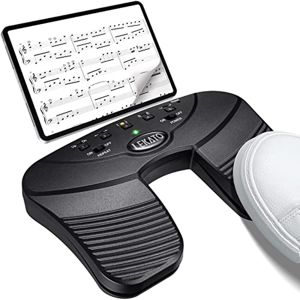 LEKATO Bluetooth Page Turner Pedal USB dobíjecí bezdrátový Page Turner Silent Foot Pedal Ovladač pro čtení not pro tablety