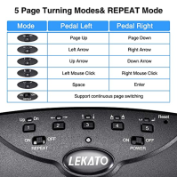 LEKATO Bluetooth Page Turner Pedal USB dobíjecí bezdrátový Page Turner Silent Foot Pedal Ovladač pro čtení not pro tablety