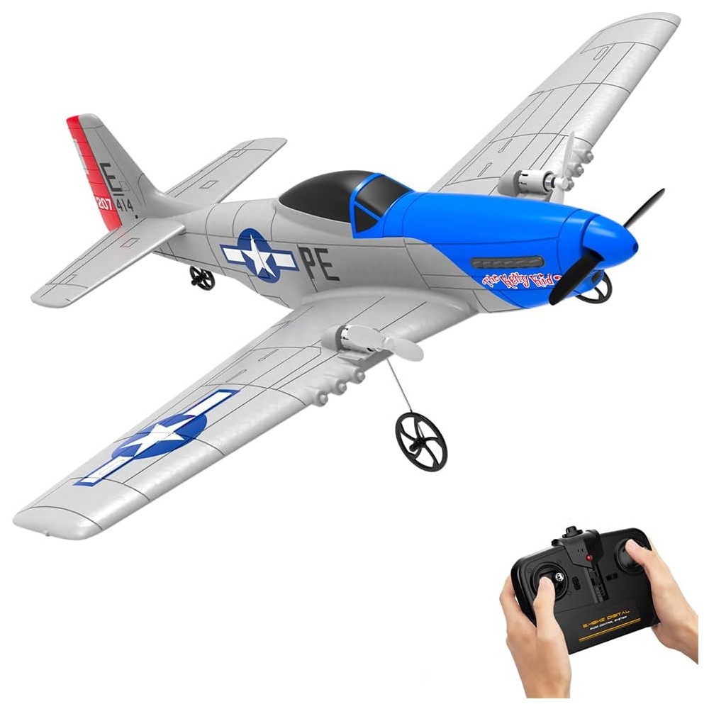 VOLANTEXRC RC letadlo připravené k letu pro začátečníky, 2.4Ghz 2CH dálkově ovládané letadlo P51 Mustang hračka dárek