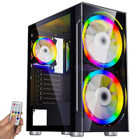 Počítačová skříň ATX Mid Tower, ESGAMING PC skříň s předinstalovanými 3 ventilátory ARGB, otevírací přední stranou z tvrzeného s