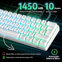 RK ROYAL KLUDGE RK61 Bezdrátová klávesnice AZERTY, 60% mechanická herní klávesnice, RGB podsvícení s přizpůsobitelnými klávesami