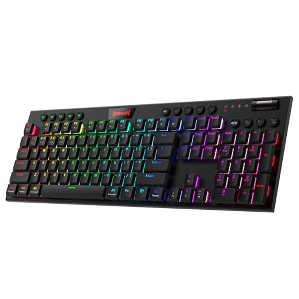 Redragon K618 Horus Wireless RGB Mechanical Keyboard, Bluetooth/2,4Ghz/Wired Tri-Mode Ultra Thin Low Profile Gaming Keyboard w/N