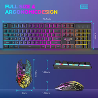 T3 Wireless Keyboard Mouse Combo, oranžově podsvícená 2,4G dobíjecí mechanická herní klávesnice + 2400DPI 6 tlačítek optické her