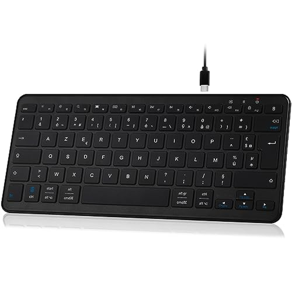 Qulose Wireless Bluetooth Keyboard, dobíjecí mini klávesnice typu C, bezdrátová klávesnice, ultratenký ergonomický design, němec