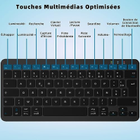 Qulose Wireless Bluetooth Keyboard, dobíjecí mini klávesnice typu C, bezdrátová klávesnice, ultratenký ergonomický design, němec