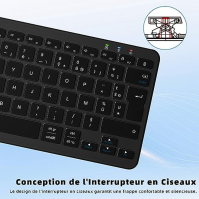 Qulose Wireless Bluetooth Keyboard, dobíjecí mini klávesnice typu C, bezdrátová klávesnice, ultratenký ergonomický design, němec