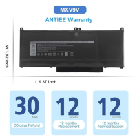 ANTIEE MXV9V Baterie pro notebooky Dell Latitude 5300 5310 7300 7400 E5300 E5310 E7300 E7400, Latitude 5300 2-in-1/5310 2-in-1, 