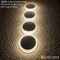 Lacasa 4-Pack Solar Decking Lights, solární venkovní osvětlení schodů, IP68 vodotěsné pro zahradní schody Patio Pathway Driveway