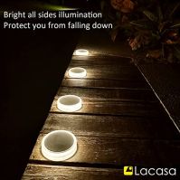 Lacasa 4-Pack Solar Decking Lights, solární venkovní osvětlení schodů, IP68 vodotěsné pro zahradní schody Patio Pathway Driveway