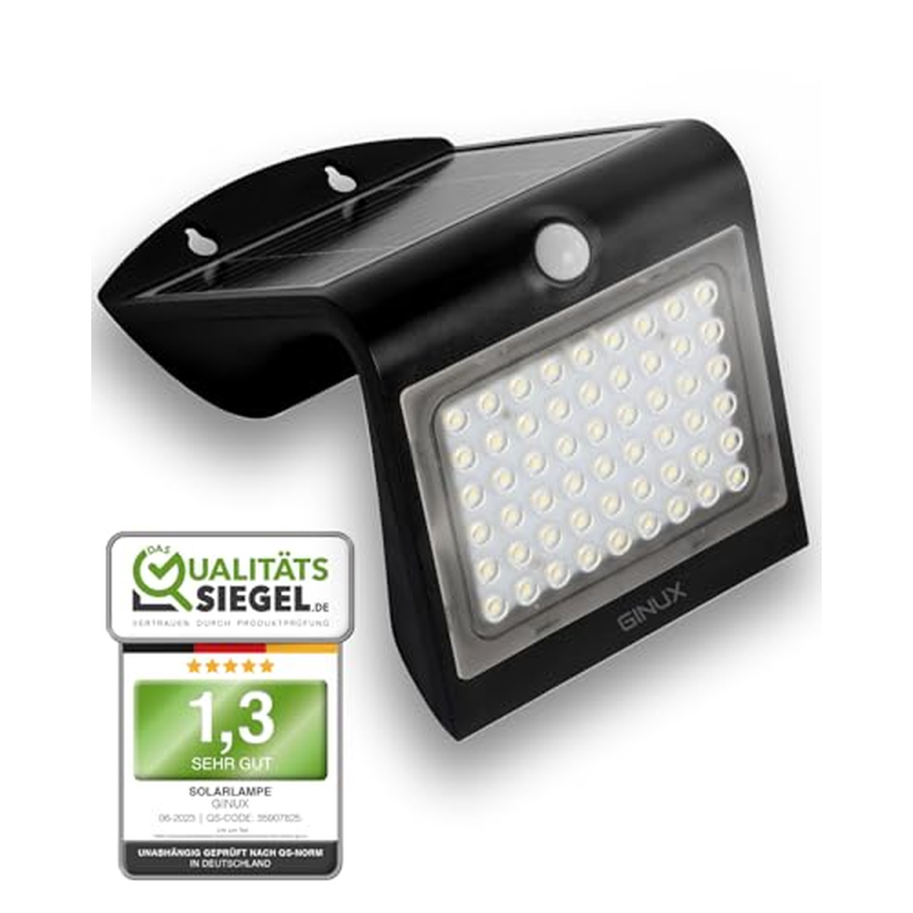 GINUX® Solární lampy pro venkovní použití s detektorem pohybu | 54 LED Supperbright solární světla | Solární lampa pro venkovní 