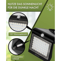 GINUX® Solární lampy pro venkovní použití s detektorem pohybu | 54 LED Supperbright solární světla | Solární lampa pro venkovní 