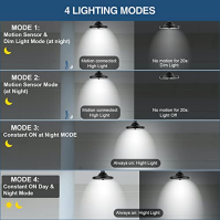 Solární závěsná svítidla venkovní vnitřní, solární světla pro přístřešky LED bezpečnostní světla se senzorem pohybu, 4 režimy / 