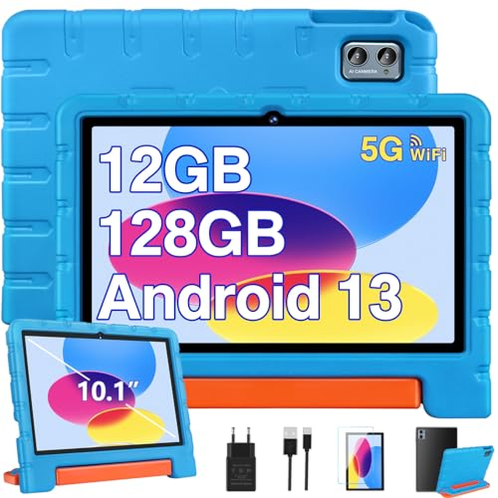 ZIOVO 2023 Tablet 10" Android 13 Tablet pro děti, 12 (6 + 6) GB RAM M+128GB ROM + TF 1TB, Google GMS, dětská ochrana, 5G + 2.4G 