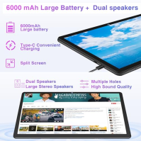 ZIOVO 2023 Tablet 10" Android 13 Tablet pro děti, 12 (6 + 6) GB RAM M+128GB ROM + TF 1TB, Google GMS, dětská ochrana, 5G + 2.4G 